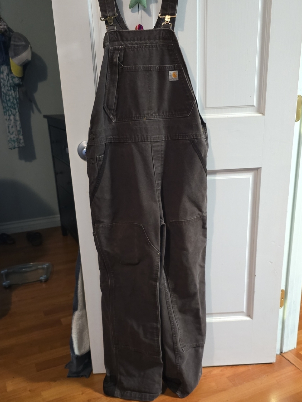 Carhartt Men's Dark Brown Work Overalls - Rugged Canvas Bib Pants